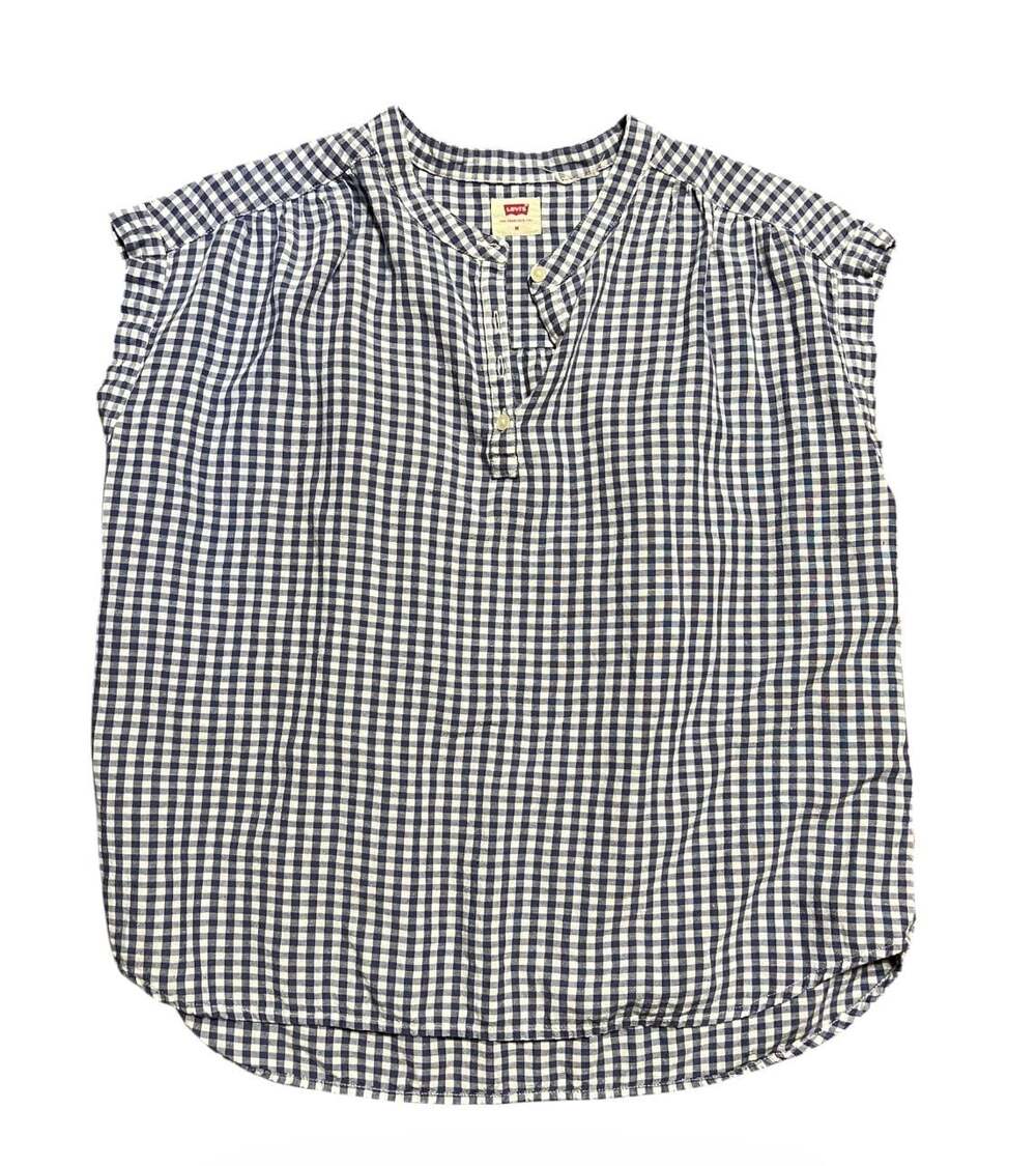 Levi's Women's Blue and White Gingham Sleeveless Blouse Size M - Picture 1 of 4